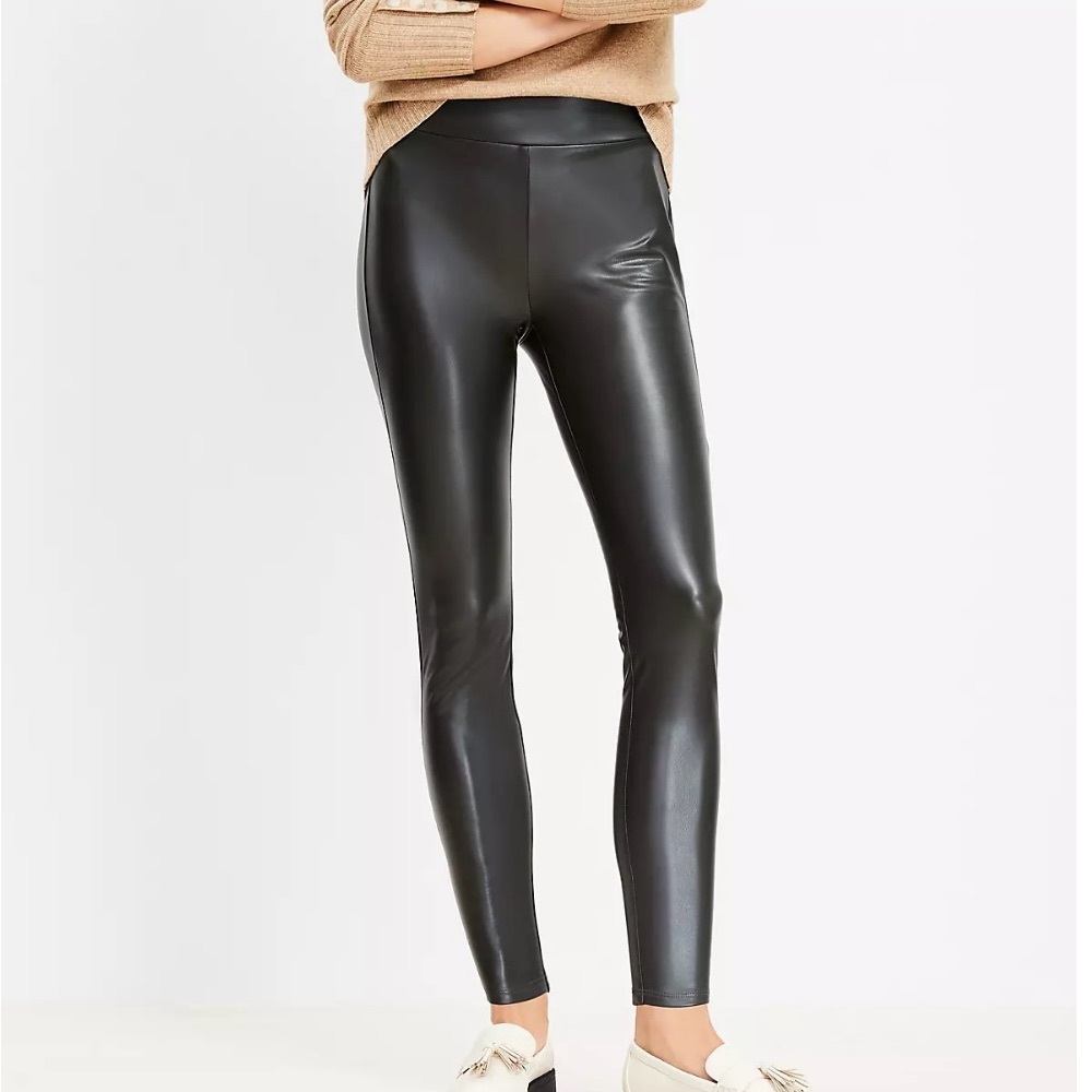 LOFT Large Petite Faux Leather Leggings NWT